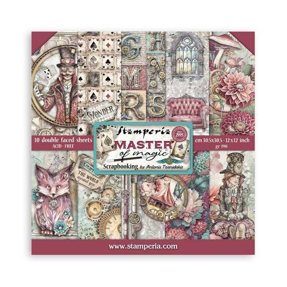 STAMPERIA Set 10 Blatt 30,5x30,5cm doppelseitig Scrapbooking Papier, Master of Magic