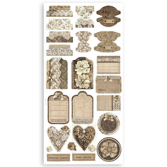 STAMPERIA Set 4 Blatt 15x30cm Scrapbooking Papier - Paper cut-outs, Old lace