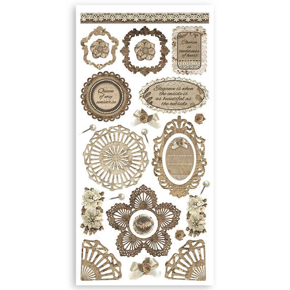 STAMPERIA Set 4 Blatt 15x30cm Scrapbooking Papier - Paper cut-outs, Old lace