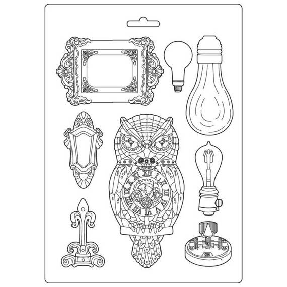 STAMPERIA flexible Gießform aus Kunststoff Form Mold Mould Dekor - Eule, Mechanismus