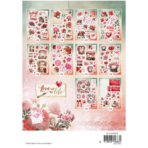 STUDIO LIGHT 20Blatt A5 Elemente Scrapbooking Papier -  Love of my life