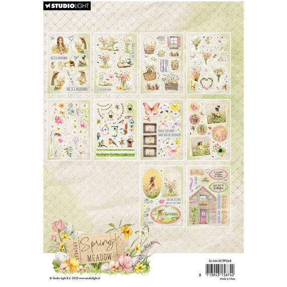 STUDIO LIGHT 20Blatt A5 Elemente Scrapbooking Papier - Spring Meadow