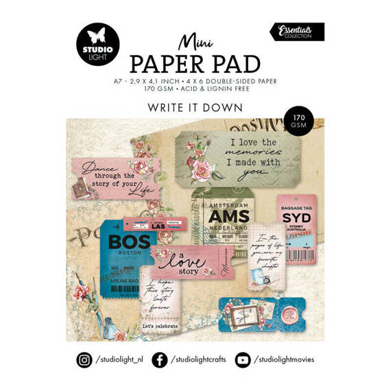 STUDIO LIGHT 24Blatt A7 Elemente Scrapbooking Papier - Write it down