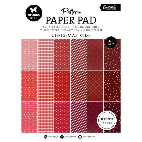 STUDIO LIGHT 36Blatt A5 Elemente Scrapbooking Papier - Christmas reds