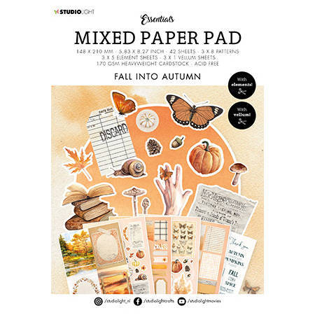 STUDIO LIGHT 42Blatt A5 Papierset + Elemente Scrapbooking Papier Fall into autumn