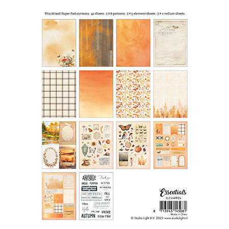 STUDIO LIGHT 42Blatt A5 Papierset + Elemente Scrapbooking Papier Fall into autumn