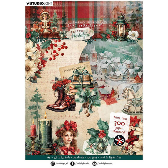 STUDIO LIGHT - Scrapbooking Papierelemente A5 - Festive Nostalgia