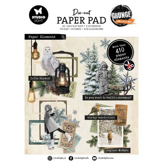 STUDIO LIGHT - Scrapbooking Papierelemente A5 - Grunge Collection