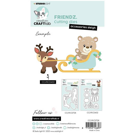 STUDIO LIGHT - Stanzform Präge Stanzschablone Cutting Die - Accessoires Sleigh Friendz Schlitten