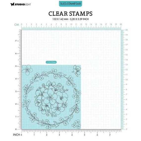 STUDIO LIGHT - Transparent Stempel Motivstempel Clear Stamp Big Circle runder Blumenrahmen