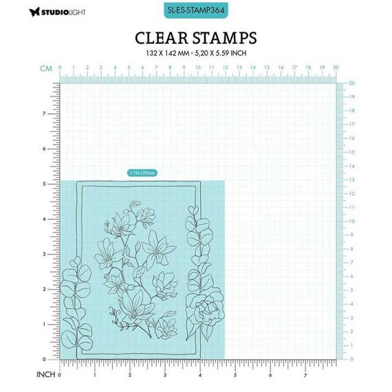 STUDIO LIGHT - Transparent Stempel Motivstempel Clear Stamp - Rectangle rechteckiger Blumenrahmen