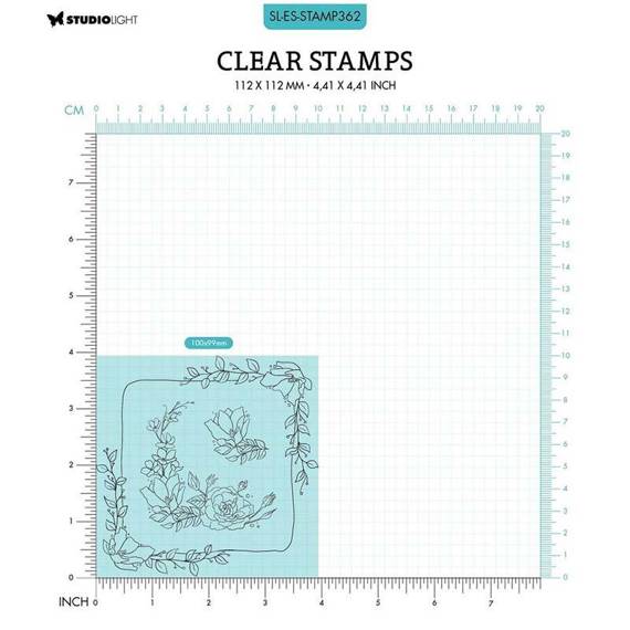 STUDIO LIGHT - Transparent Stempel Motivstempel Clear Stamp - Square Blumenrahmen