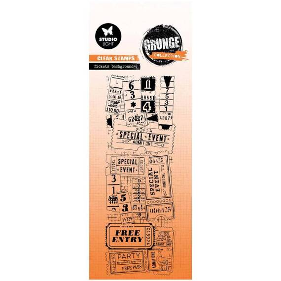 STUDIO LIGHT - Transparent Stempel Motivstempel Clear Stamp - Tickets background