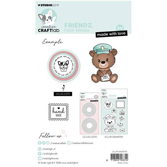 STUDIO LIGHT - Transparenter Motivstempel Clear Stamp - Made with love 