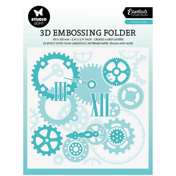 STUDIOLIGHT Embossing Folder Prägefolder Prägeschablone - Vintage Gear Zahnräder, Tipps