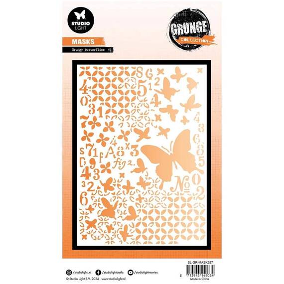 STUDIOLIGHT Mixed Media Schablone STENCIL für Decoupage Scrapbooking - Grunge Butterflies