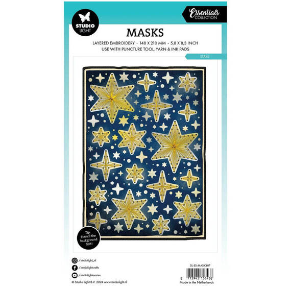 STUDIOLIGHT Mixed Media Schablone STENCIL für Decoupage Scrapbooking - Stars