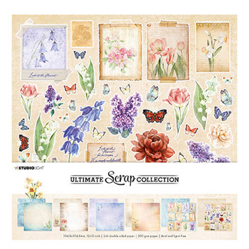 STUDIOLIGHT Set 12Blatt 30x30cm doppelseitig Scrapbooking Papier, Blooming Butterfly