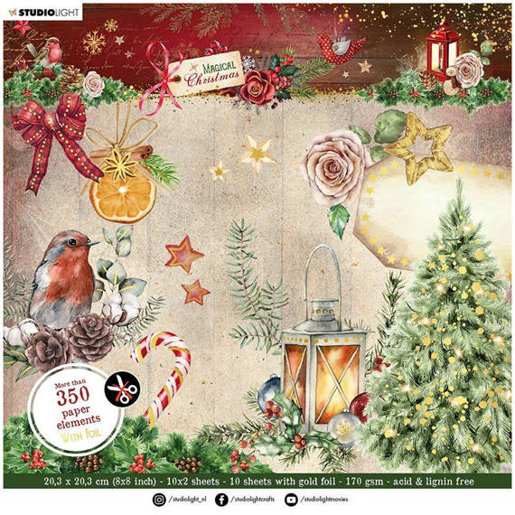 STUDIOLIGHT Set 36Blatt 20x20cm doppelseitig Scrapbooking Papier, Magical Christmas