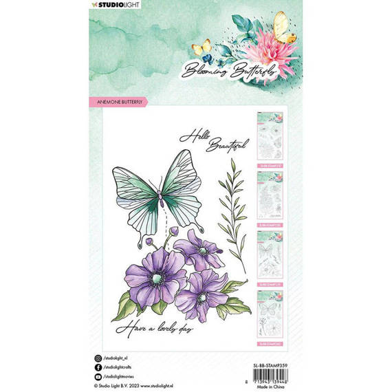 STUDIOLIGHT - Transparent Stempel - Anemone butterfly Blumen, Schmetterling