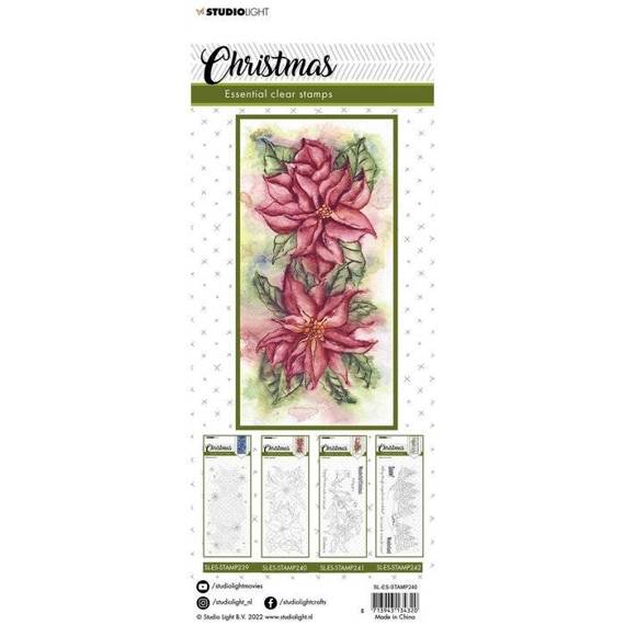 STUDIOLIGHT - Transparenten Stempel - Christmas Slimline Poinsettia, Poinsettie, 