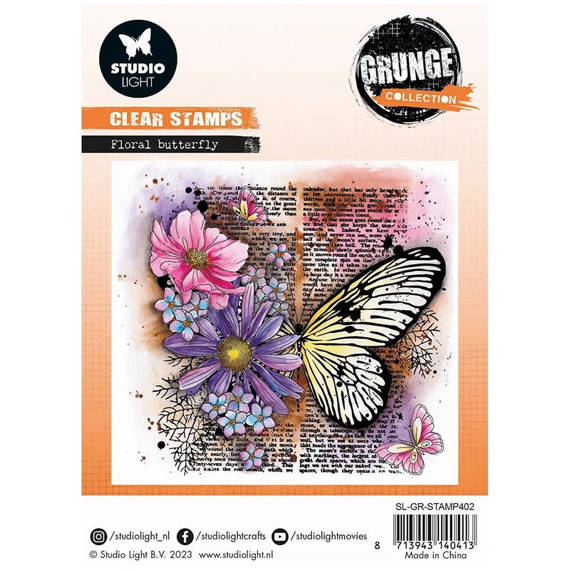 STUDIOLIGHT - Transparenten Stempel - Floral butterfly Schmetterling, Blumen