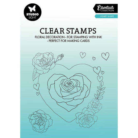 STUDIOLIGHT - Transparenten Stempel - Heart, Herz mit Blumen