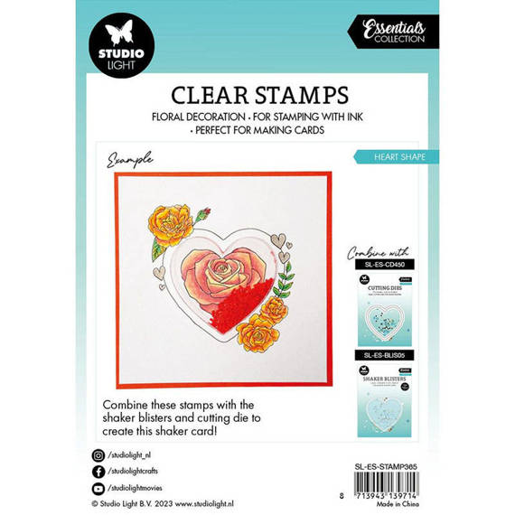 STUDIOLIGHT - Transparenten Stempel - Heart, Herz mit Blumen