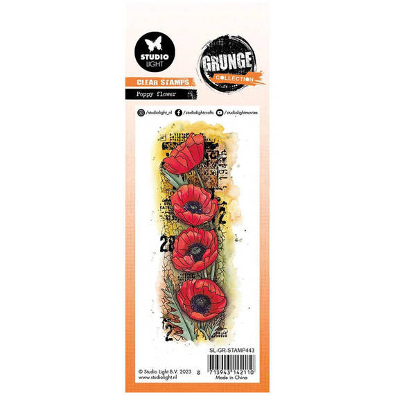 STUDIOLIGHT - Transparenten Stempel - Poppy flower Grunge collection Mohnblumen