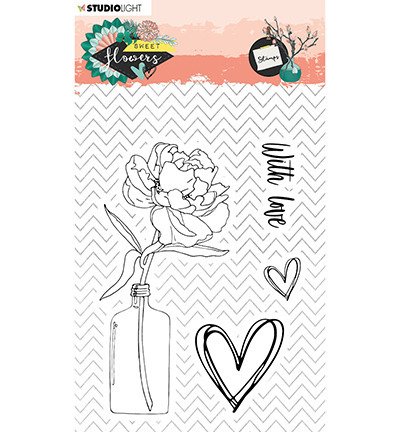 STUDIOLIGHT - Transparenten Stempel - Sweet Flowers, Blume in der Flasche