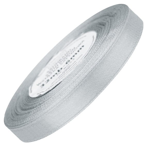 Satinband 12 mm - helles Silber - 32 lfm