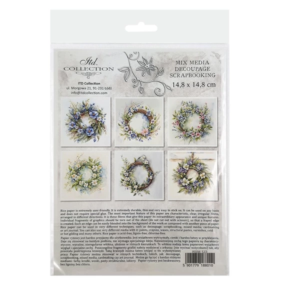 Scrapbooking-Bastelpapier-Set reis - ITD - RSM123 Girlande, weiße Blumen 