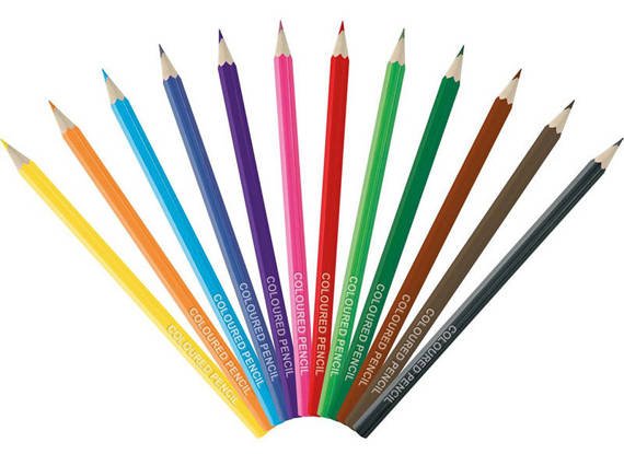 Sechseckige Bleistiftkreiden 12 Farben
