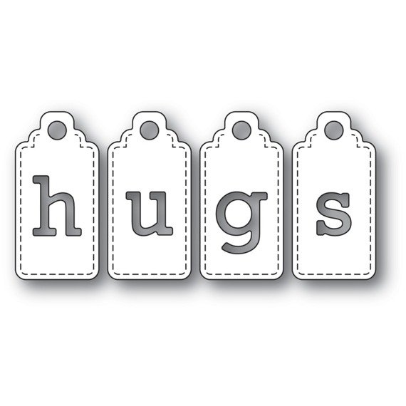 Stanzform Präge Stanzschablone Cutting Die - Poppystamps - Hugs Tags mit Stickerei