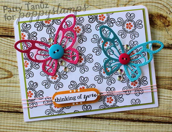 Stanzform Präge Stanzschablone Cutting Die + Stempel - Poppystamps - Flourish Blooms - Blumenset