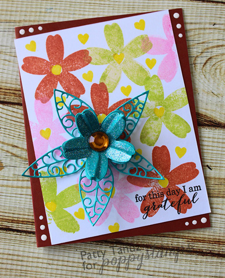 Stanzform Präge Stanzschablone Cutting Die + Stempel - Poppystamps - Flourish Blooms - Blumenset