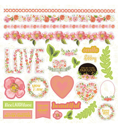 URSUS Set 25 Blatt 30,5x30,5cm einseitig Scrapbooking Papier 190g, Roses