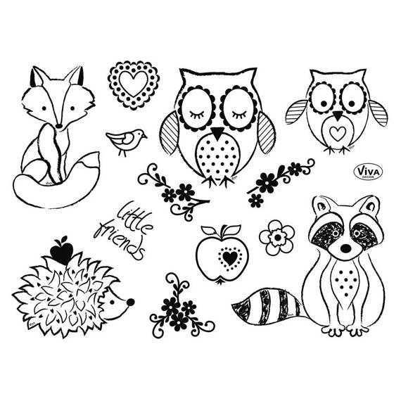 VIVA DECOR Transparent Stempeln Set Motivstempel Clear Stamps - Eule Fuchs Igel