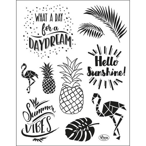 VIVA DECOR Transparent Stempeln Set Motivstempel Clear Stamps -  Flamingo Ananas