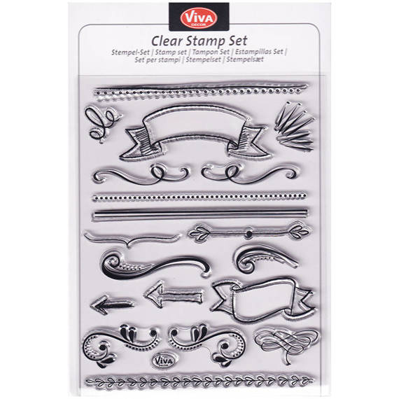 VIVA DECOR Transparent Stempeln Set Motivstempel Clear Stamps -  Frames Etiketten