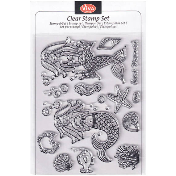 VIVA DECOR Transparent Stempeln Set Motivstempel Clear Stamps - Sirene Unterwasserwelt