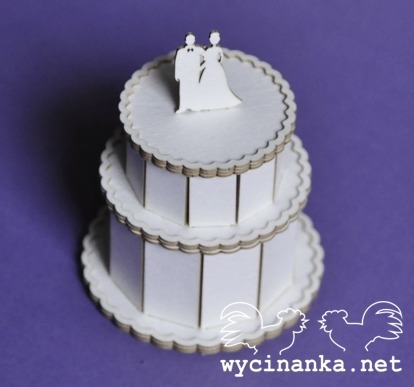 WYCINANKA - 3D Hochzeitstorte mit Braut und Bräutigam und Rüschen