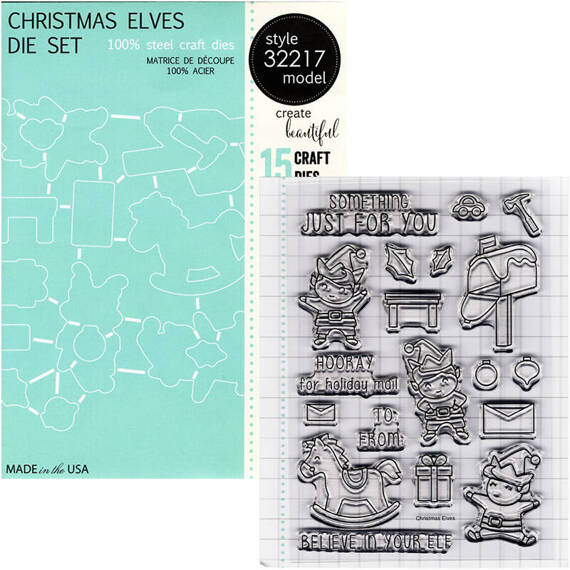 Wykrojnik+stempel - Memory Box - Christmas Elves - elfy bożonarodzeniowe
