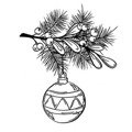 AGATERIA - Transparent Stempel Motivstempel Clear Stamp - Branch with Christmas bauble, Zweig mit Weihnachtskugel