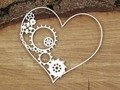 Dekorpappe Die Cut Chipboard - Steampunk - halbes Getriebe Herz SC