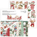 LEMONCRAFT 18Blatt 20x20cm doppelseitig Scrapbooking Papier 250g, Christmas Magic - Ausschneidbare Elemente