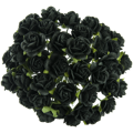 ROSEN Geöffnete 15 mm 50 Stk. Scrapbooking Maulbeerpapier Blumen Flowers, schwarz