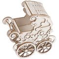 SCRAPINIEC Dekorpappe Die Cut Chipboard Dekoration Ornament, 3D Kinderwagen