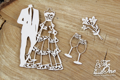 SCRAPINIEC Dekorpappe Die Cut Chipboard Dekoration Ornament, Brautpaar Hochzeit