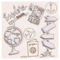 SCRAPINIEC Dekorpappe Die Cut Chipboard Dekoration Ornament, Globus Reisepass